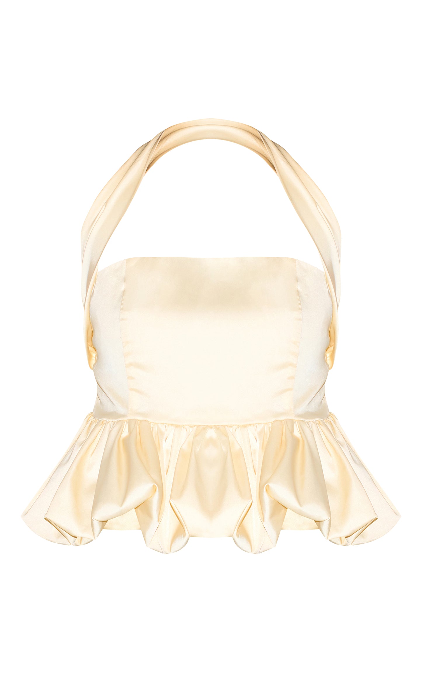 Yellow Halterneck Puff Ball Top