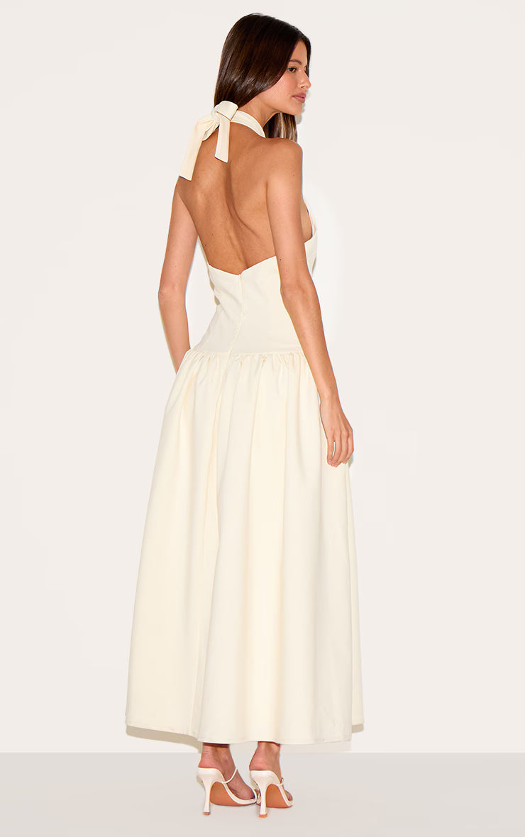Lemon Tailored High Neck Midaxi Dress