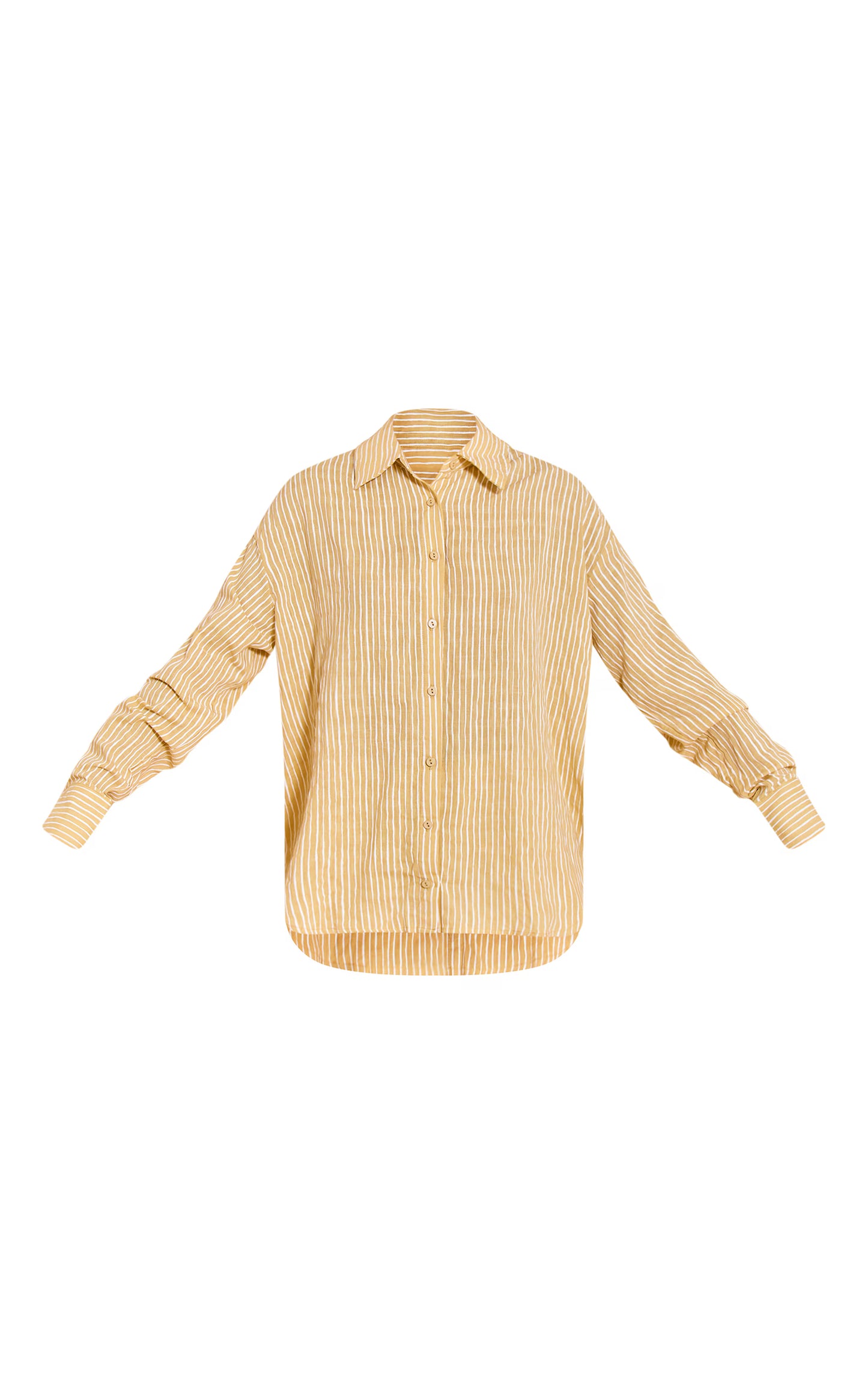Chartreuse Striped Linen Long Sleeve Shirt