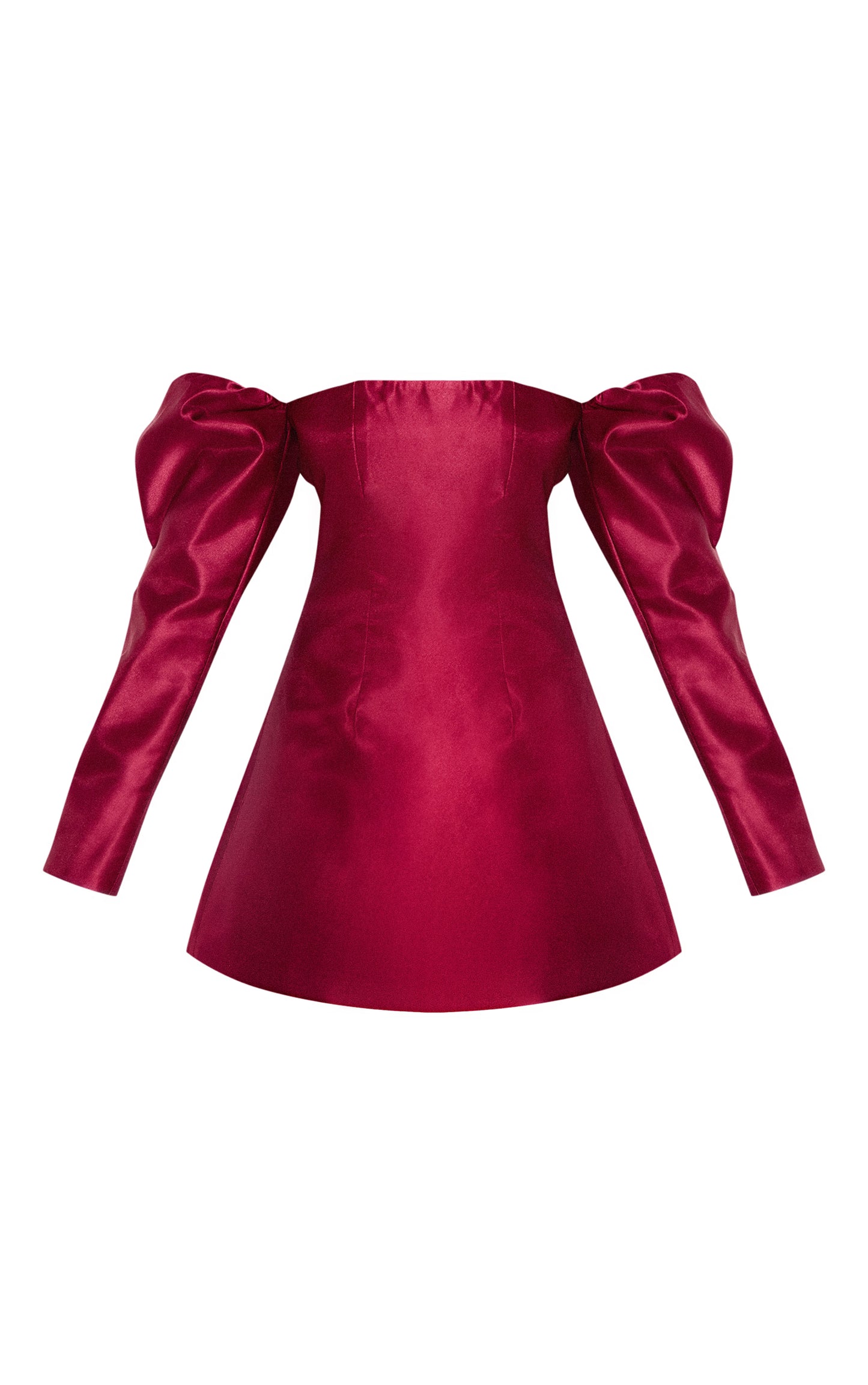 Wine Oversized Puff Sleeve A Line Shift Dress