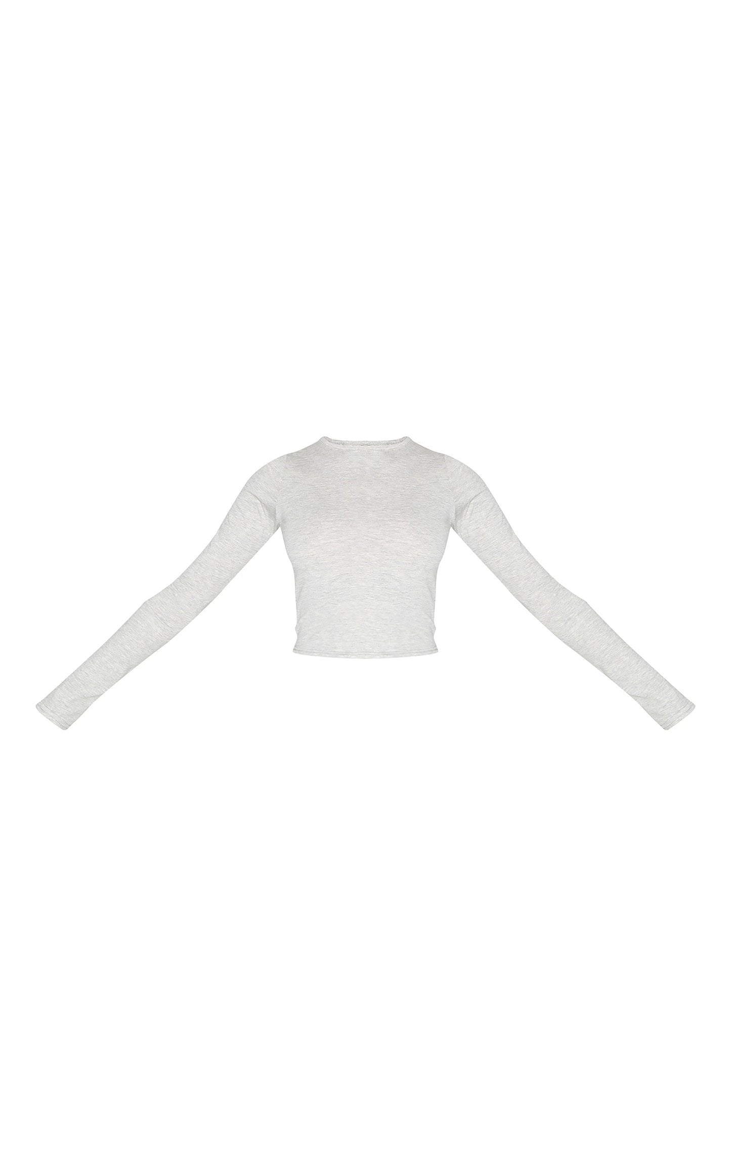 Ash Grey Cotton Jersey Long Sleeve Crew Neck Top