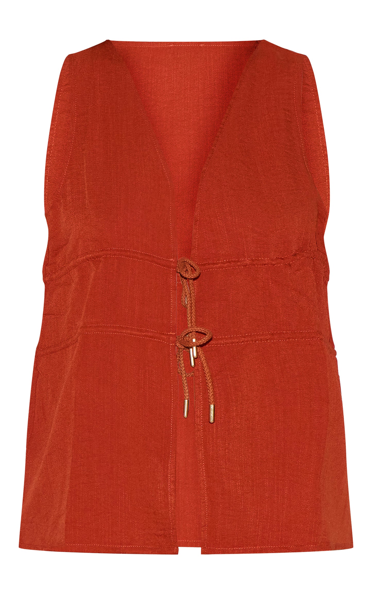 Rust Ruched Side Plunge Top