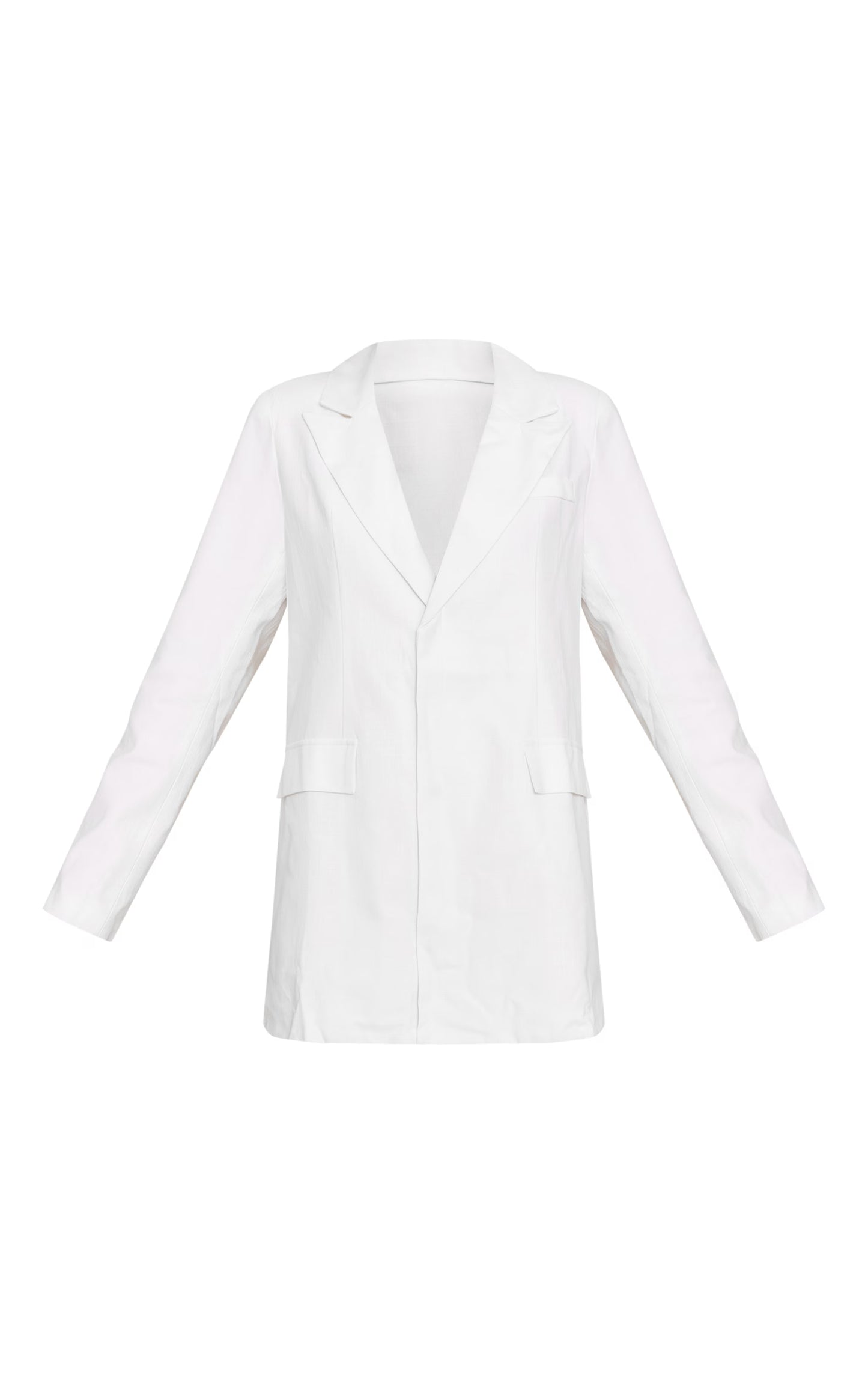 White Linen Blend Blazer Dress