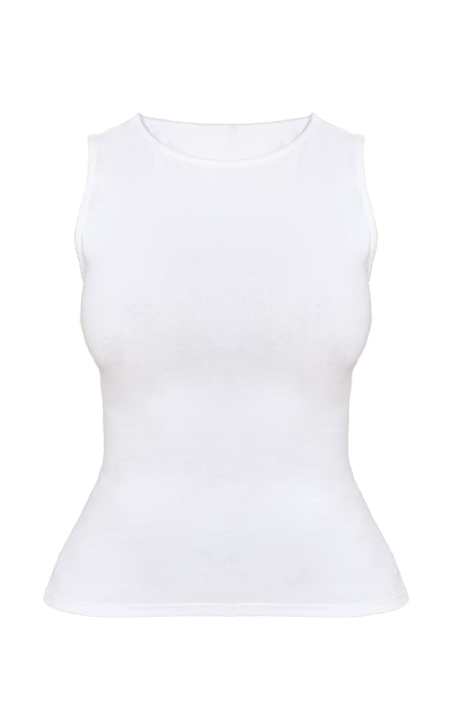 Shape White Boat Neck Tie Back Sleevless T-shirt