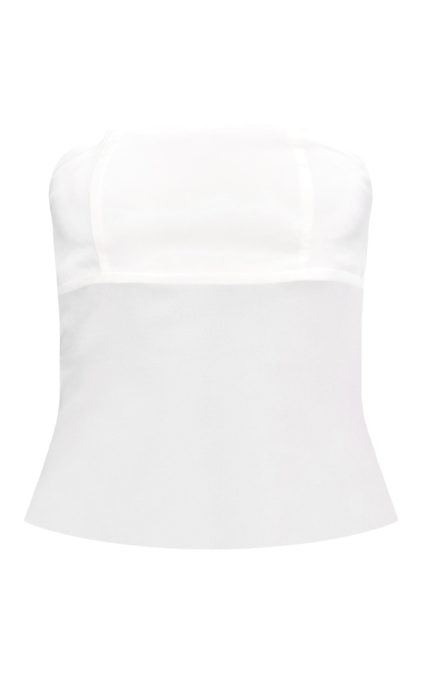 Cream Satin Bust Detail Bandeau Top