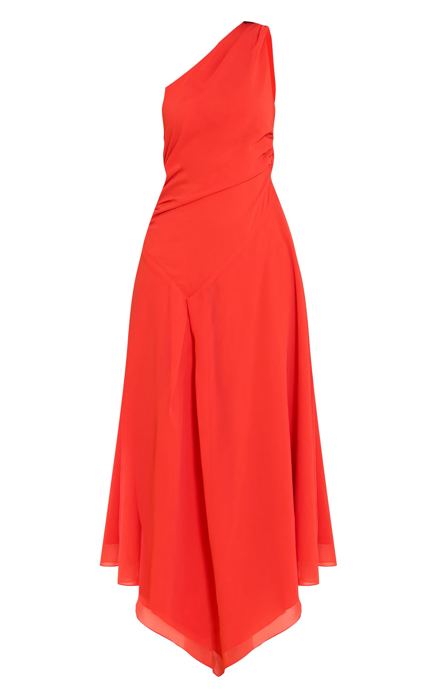 Tomato Red One Shoulder Maxi Dress