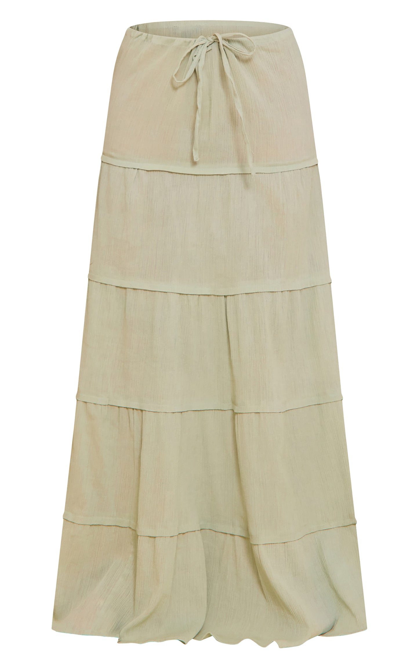 Sage Green Cheesecloth Floaty Drawstring Maxi Skirt