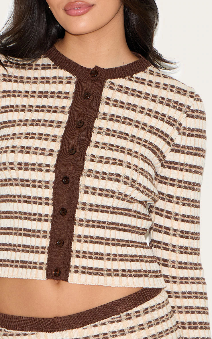 Chocolate Stripe Knitted Cardigan