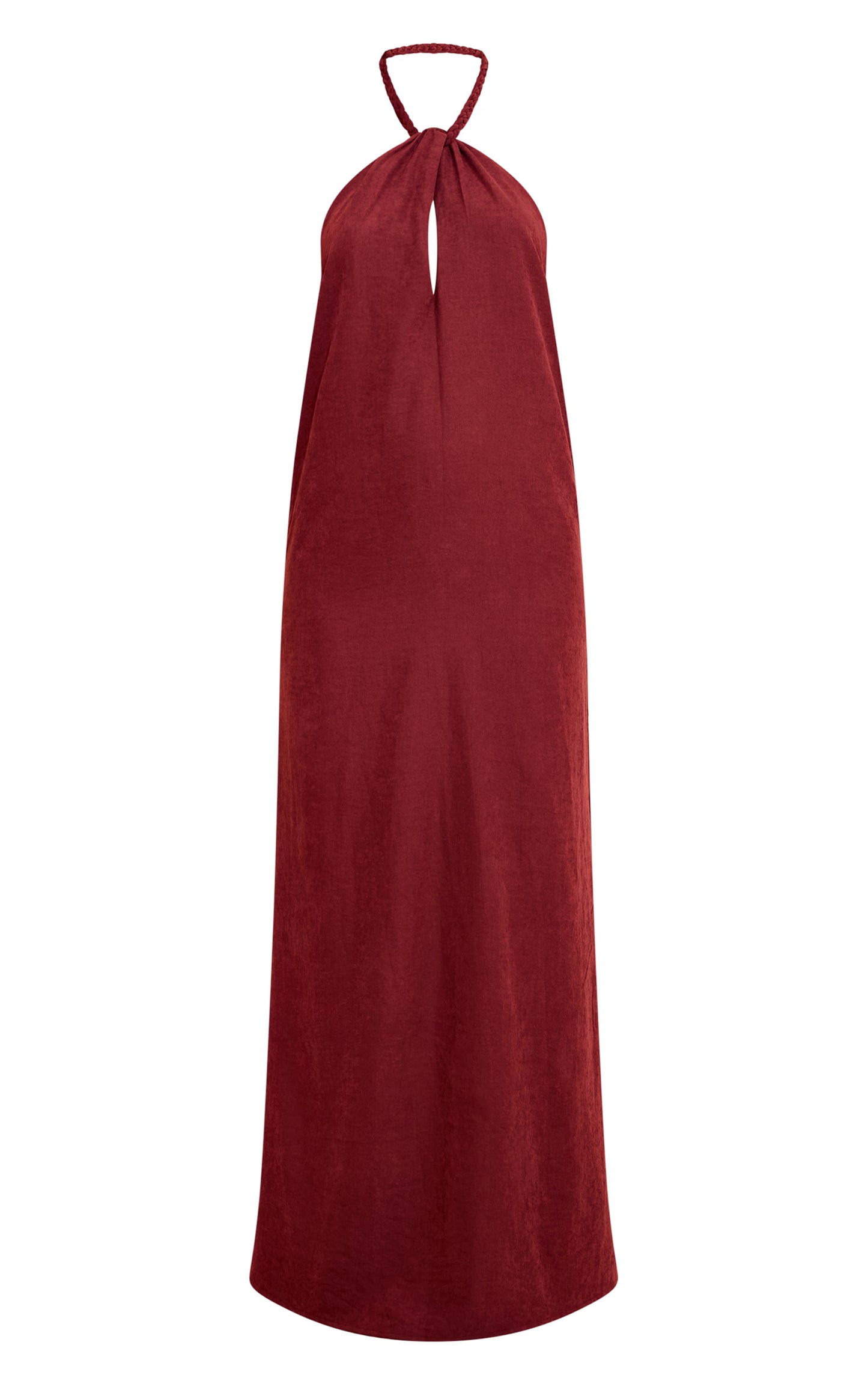 Rust Textured Rope Halterneck Maxi Dress