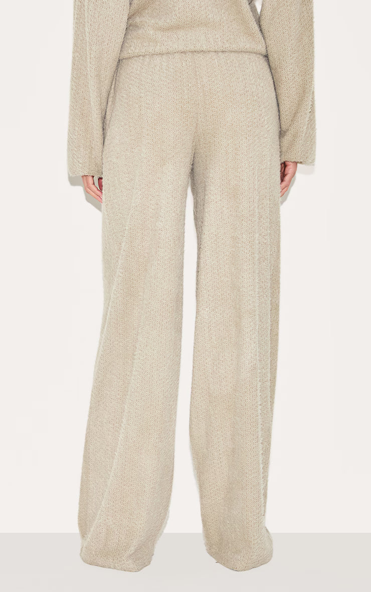 Mushroom Textured Wide Leg Drawstring Pants