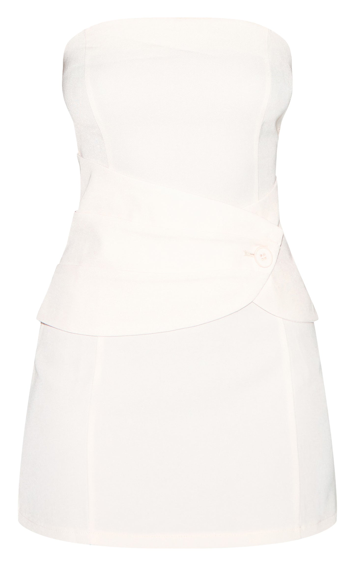Butter Yellow Woven Wrap Button Bandeau Mini Dress