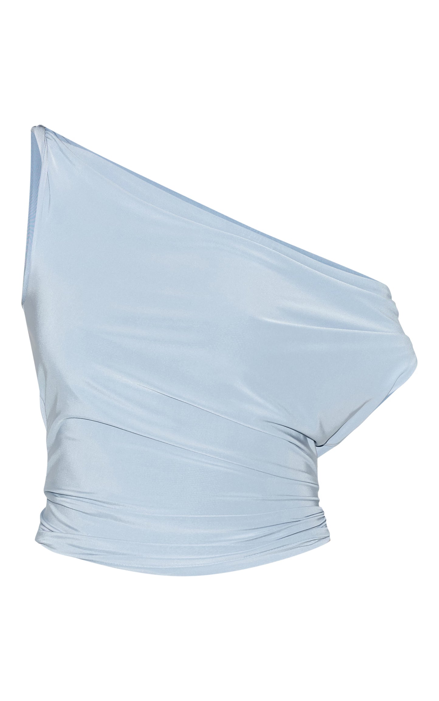 Sky Blue Double Layer Slinky Twist Arm Cowl Long Top