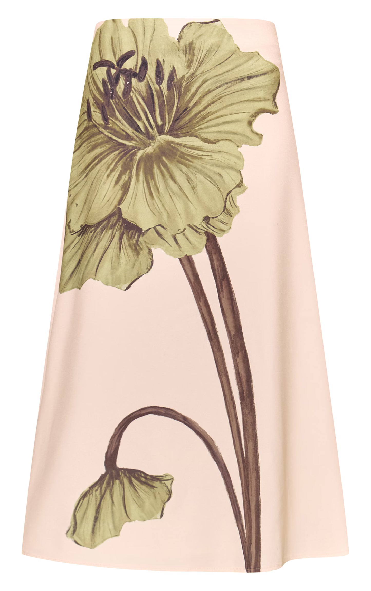 Ecru Floral Printed Midaxi Skirt