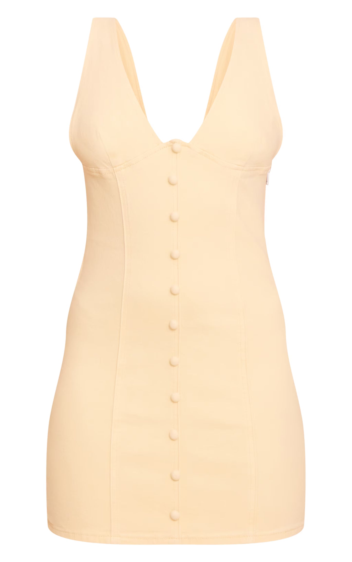 Lemon Button Detail Denim Mini Dress