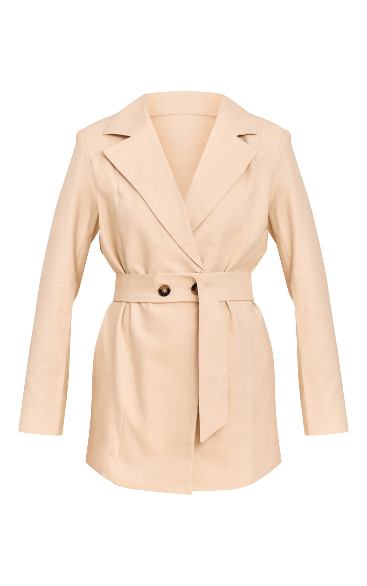 Natural Structured Belted Blazer Dress