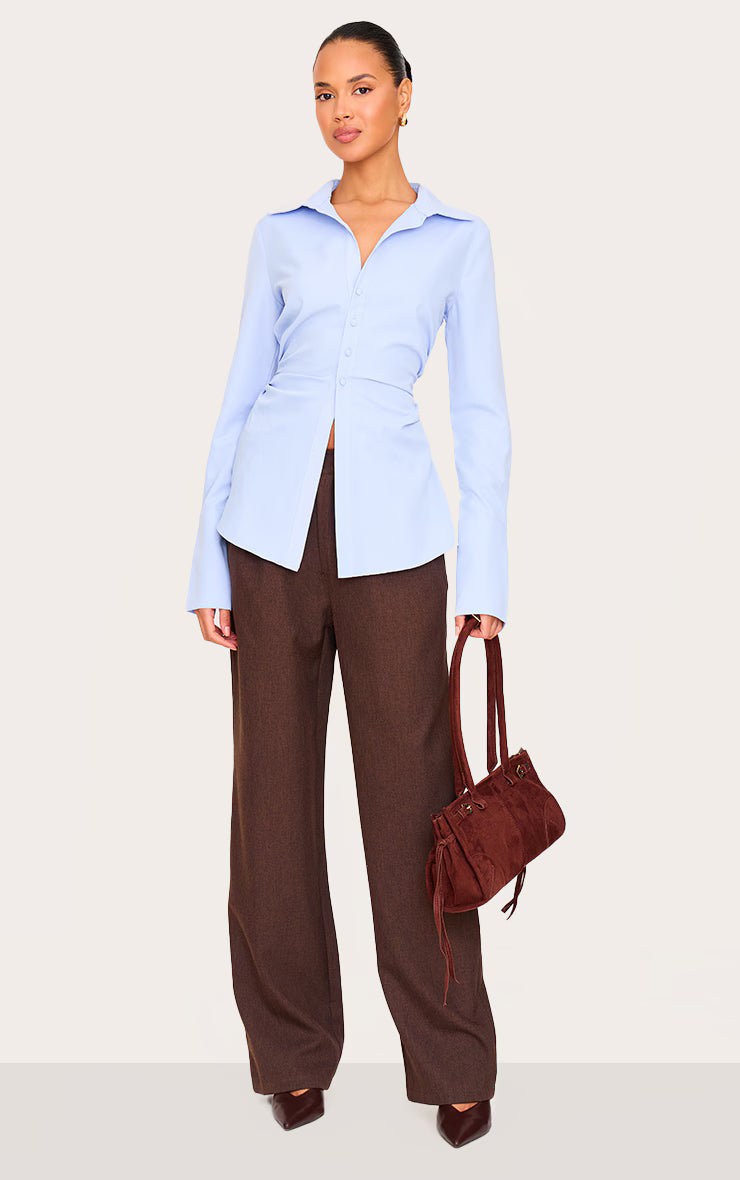 Light Blue Asymmetric Cinched Shirt