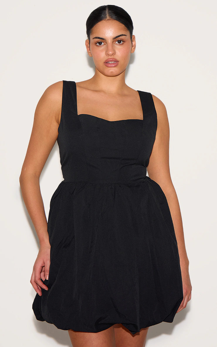 Plus Black Puffball Mini Dress