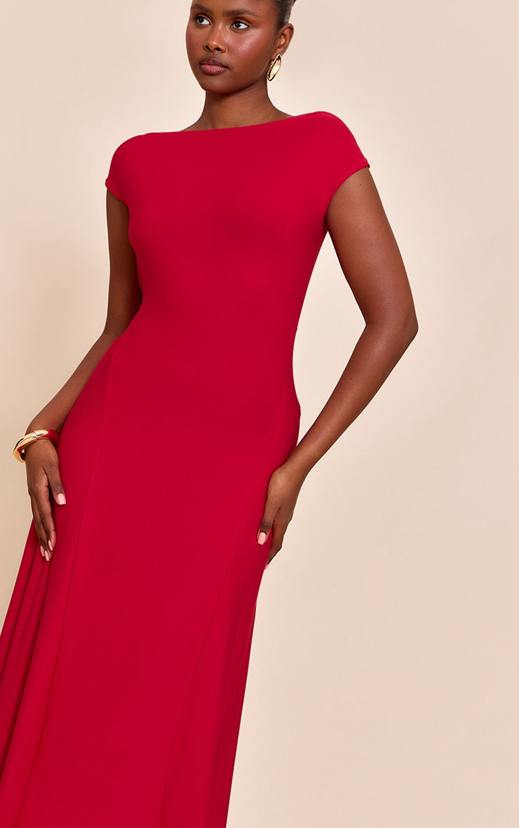 Red Asymmetric Panelled Floaty Maxi Dress
