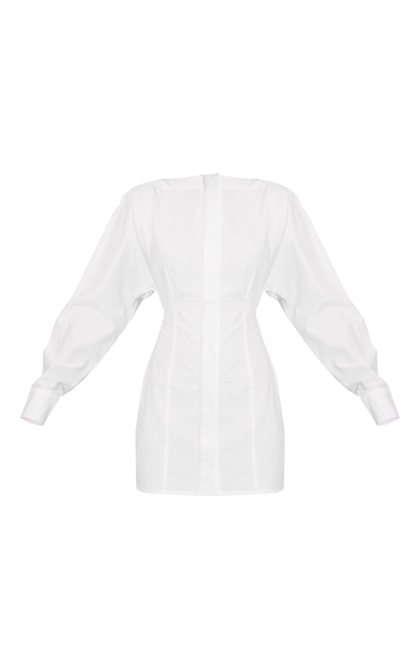 White Button Down Boat Neck Cocoon Sleeve Bodycon Dress