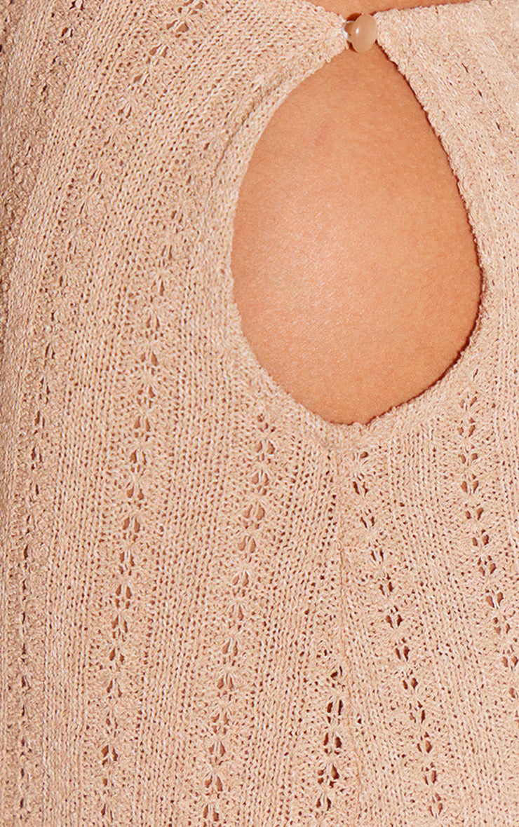 Taupe Crochet Low Back Maxi Dress