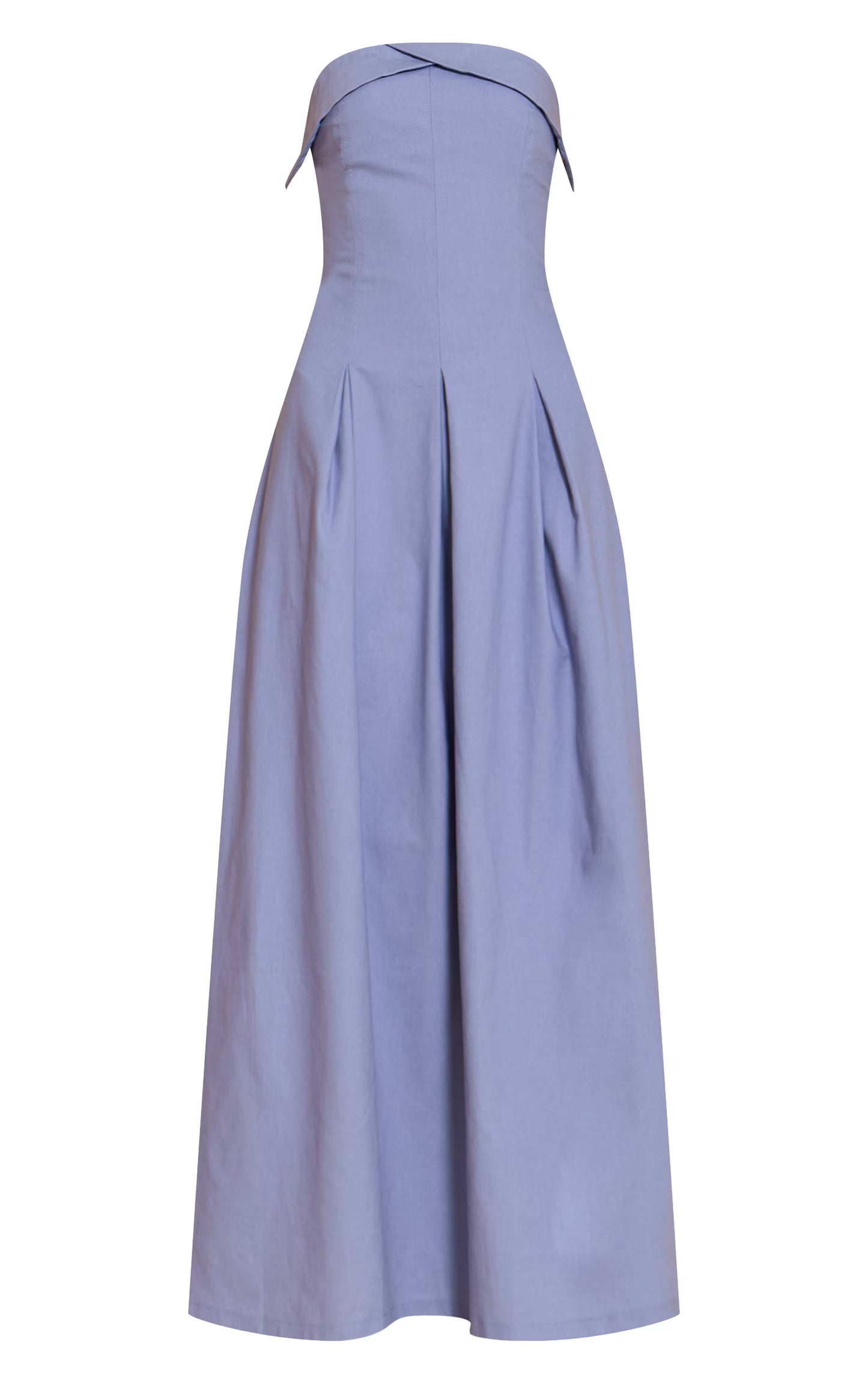 Light Blue Bandeau Pleated Midaxi Dress