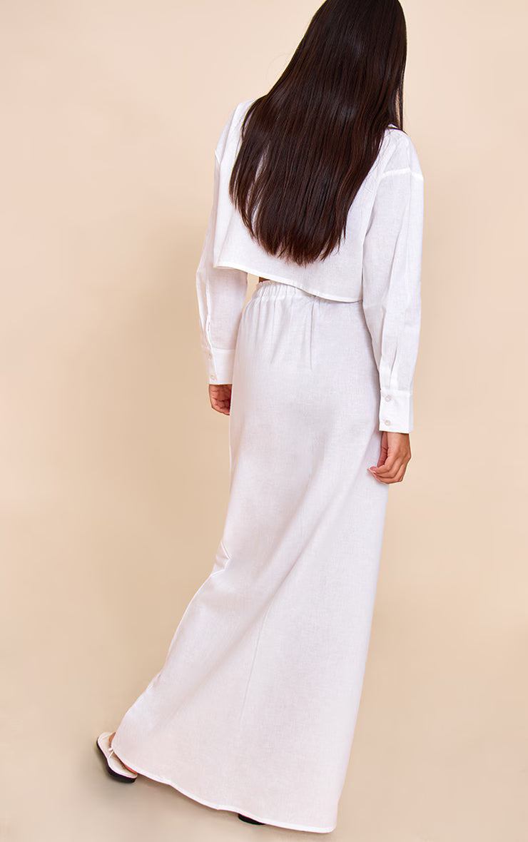 White Drawstring Maxi Skirt