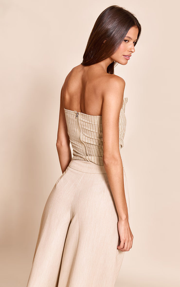 Cream Striped Peach Skin Corset