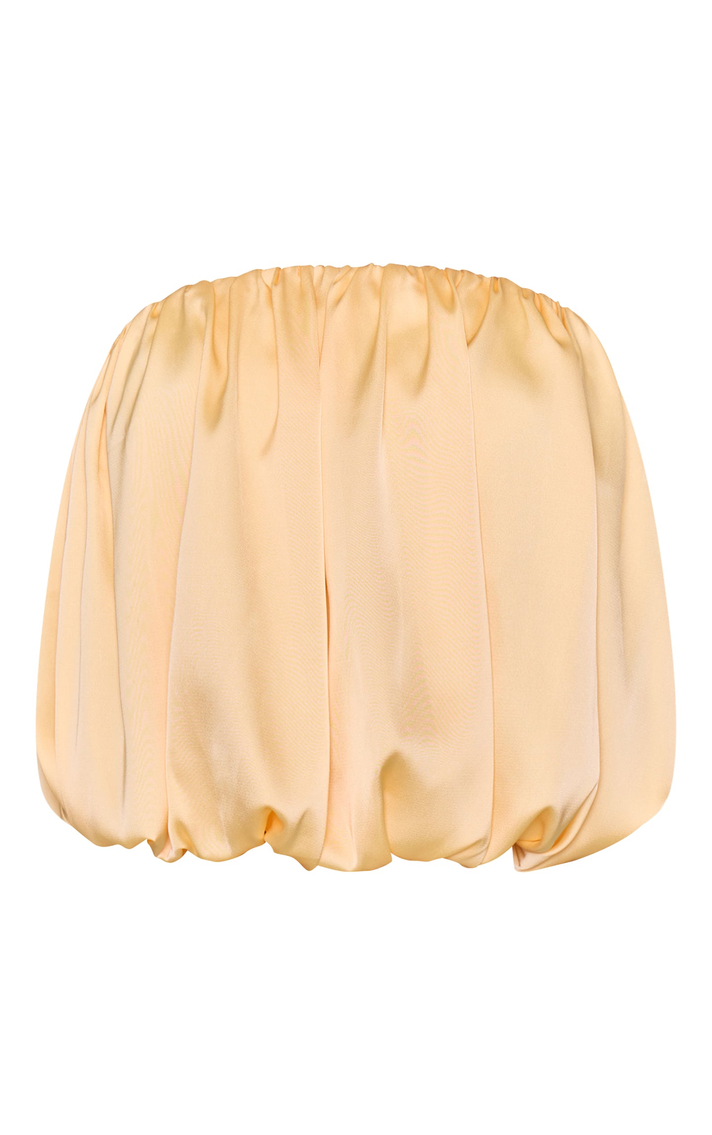 Butter Yellow Satin Puffball Bandeau Top