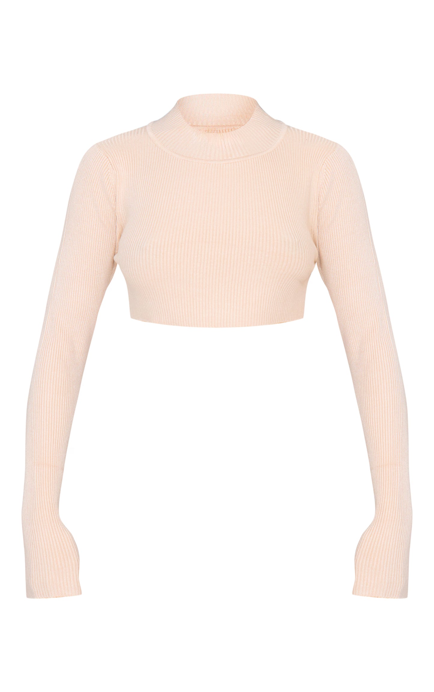 Oatmeal Knitted Cropped Crew Neck Sweater