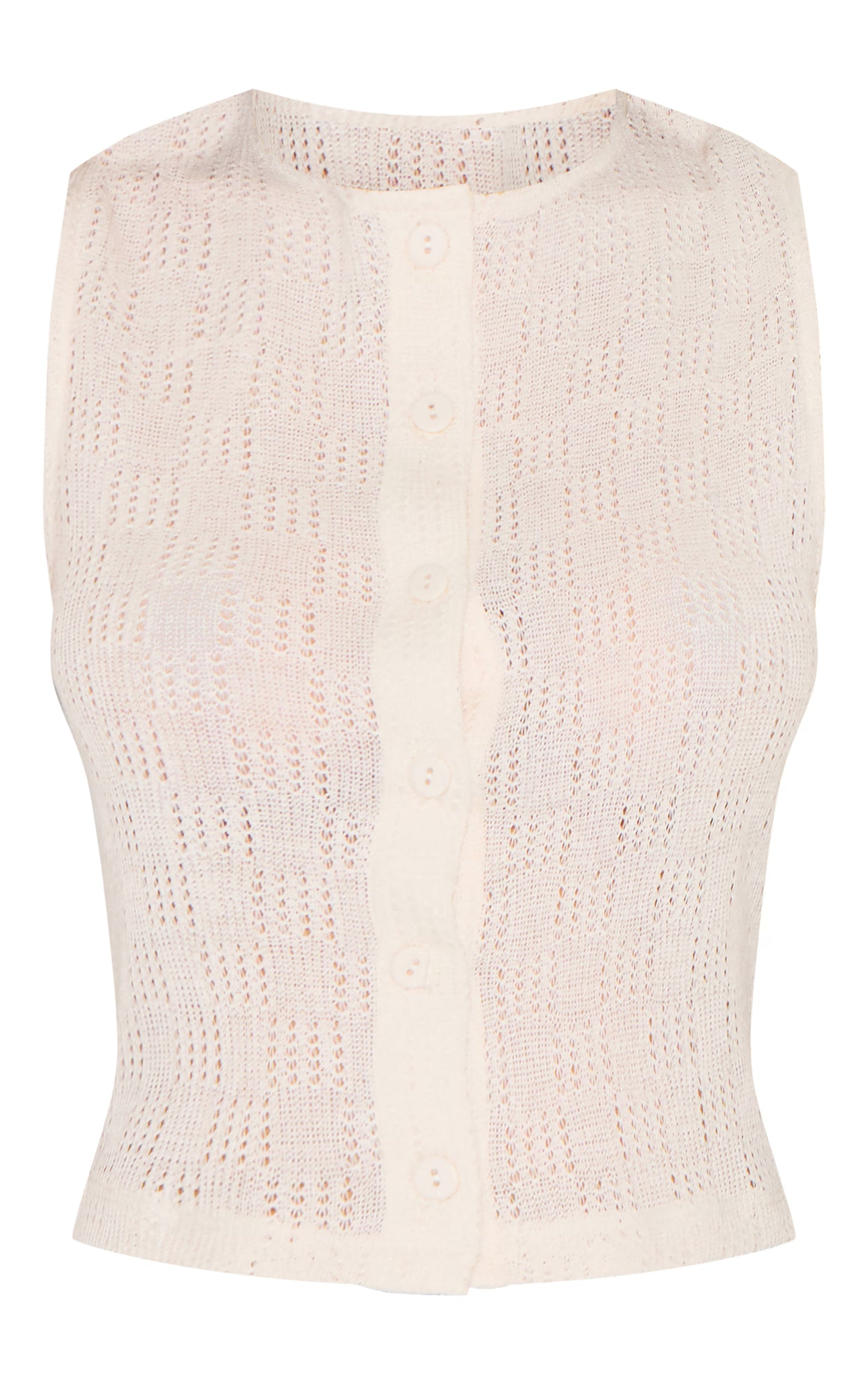 Cream Textured Button Up Vest