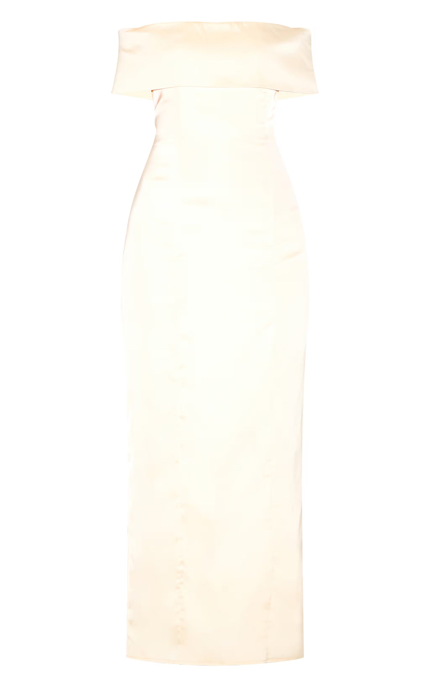 Lemon Bridesmaid Bardot Fold Over Sleeveless Maxi Dress