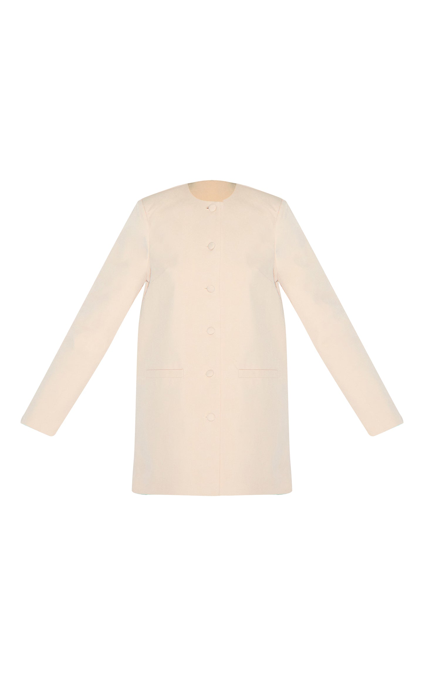 Almond Woven Oversized Crew Neck Blazer Dress