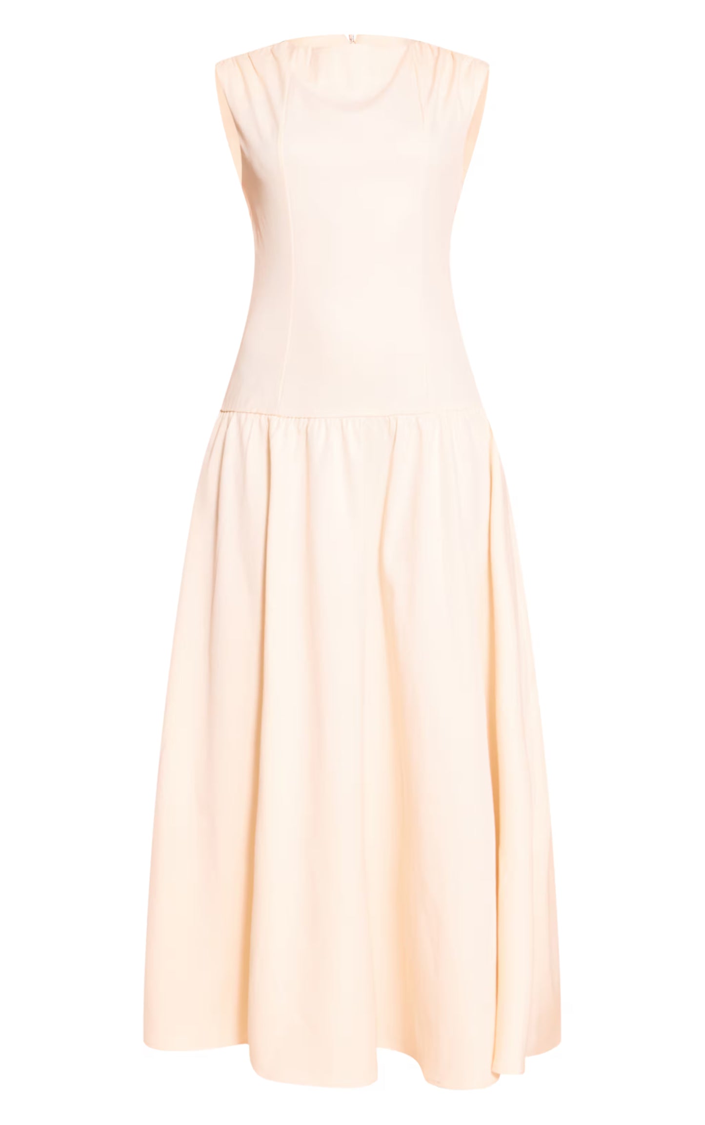 Cream Woven Boat Neck Dropped Waist Maxi Dress
