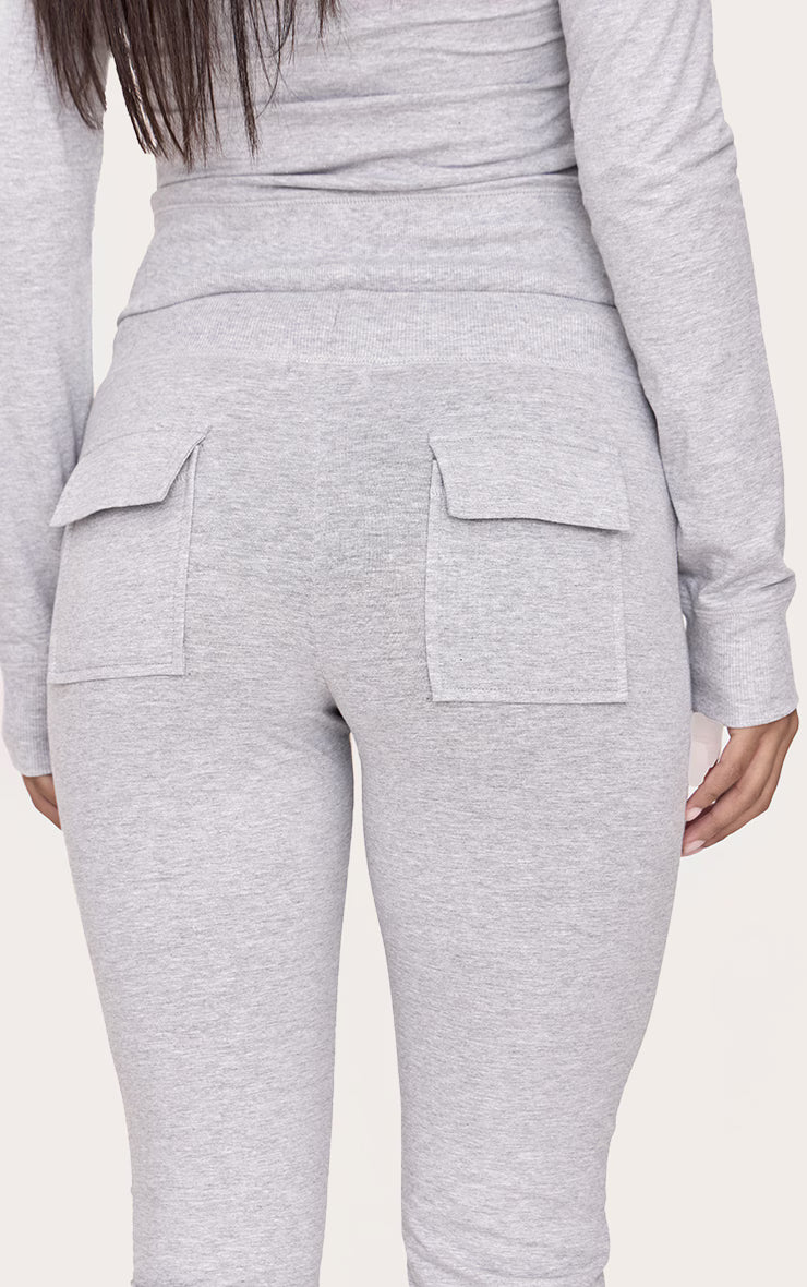 Grey Marl Low Rise Skinny Flare Pants