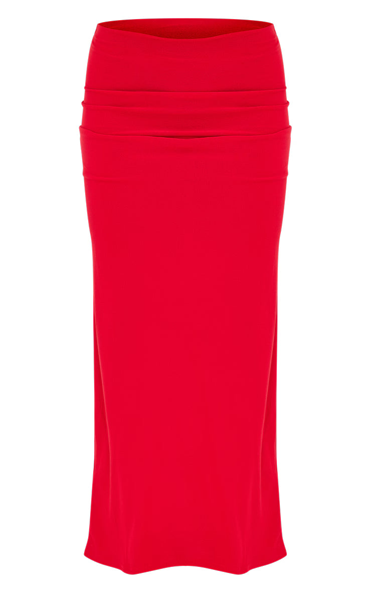 Red Soft Touch Low Rise Maxi Skirt