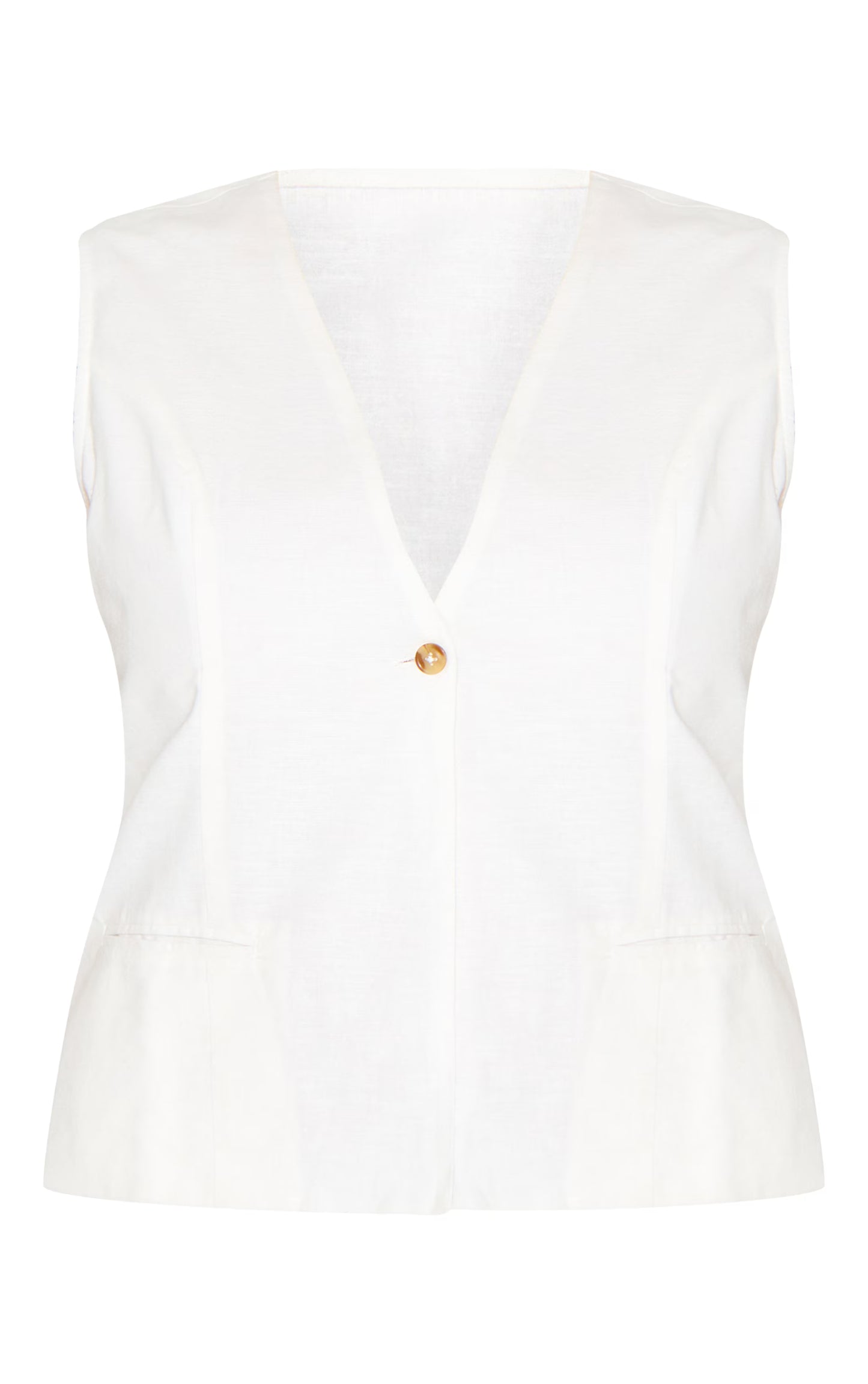 Plus White Linen Vest