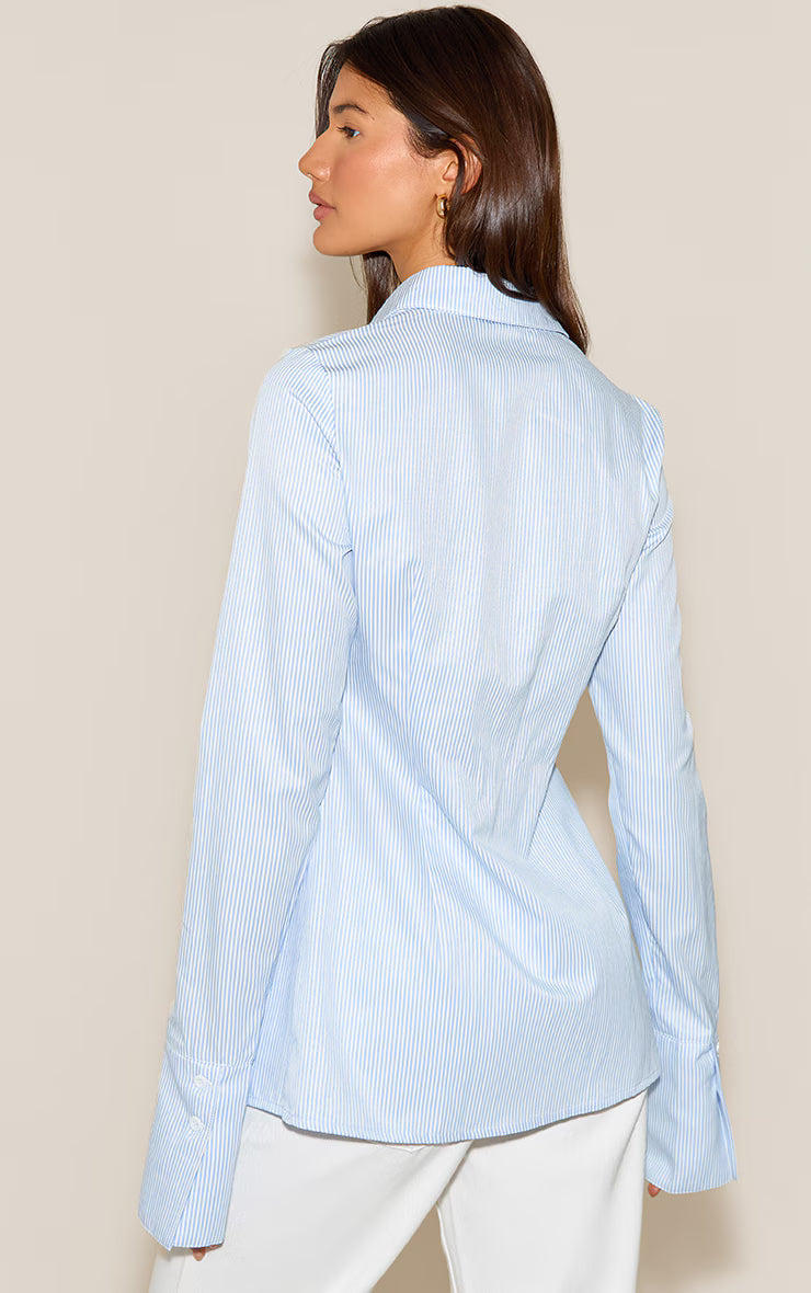 Blue Stripe Cotton Fitted Shirt
