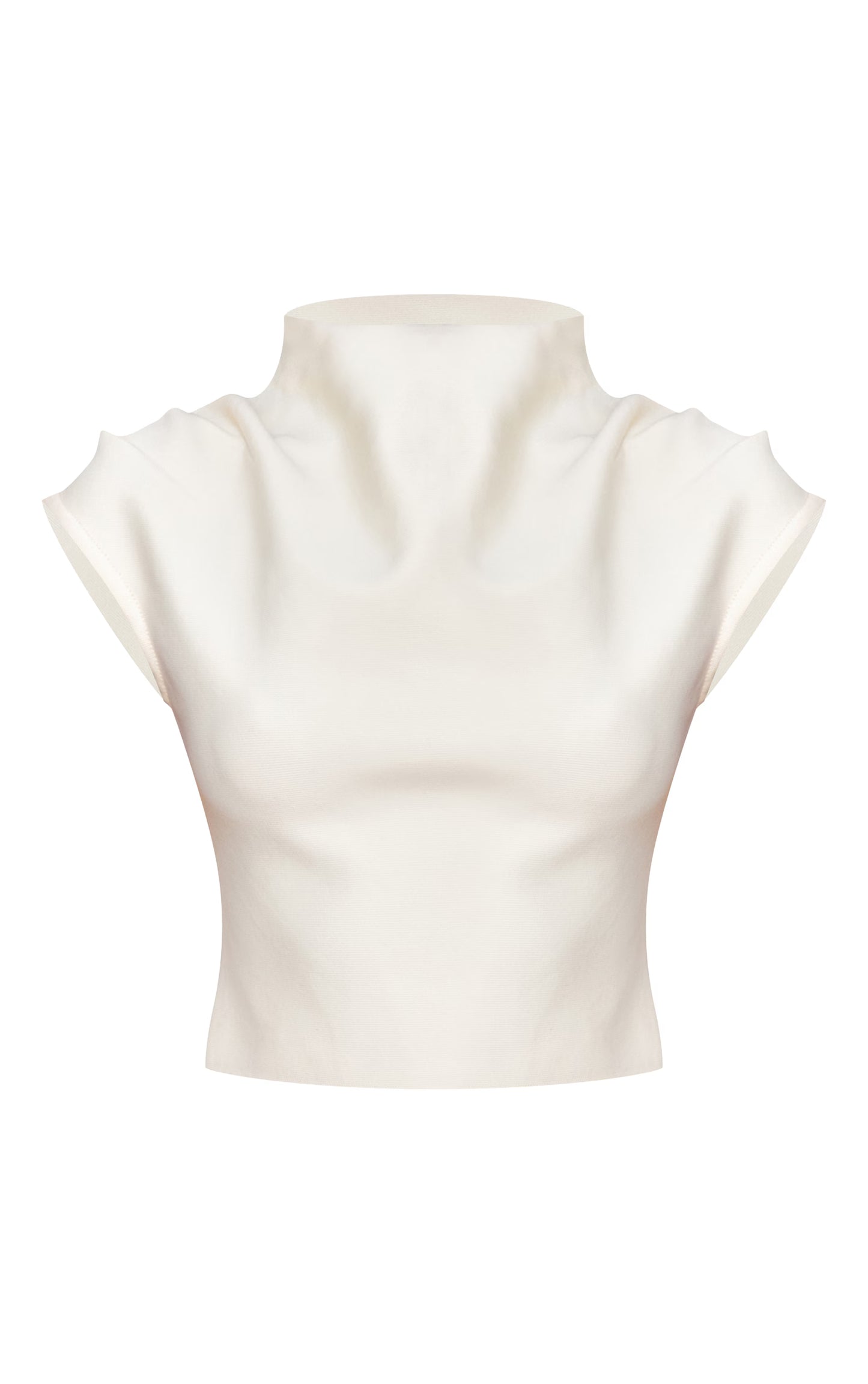 Butter Cream Bandage Pleat Detail Cap Sleeve Top