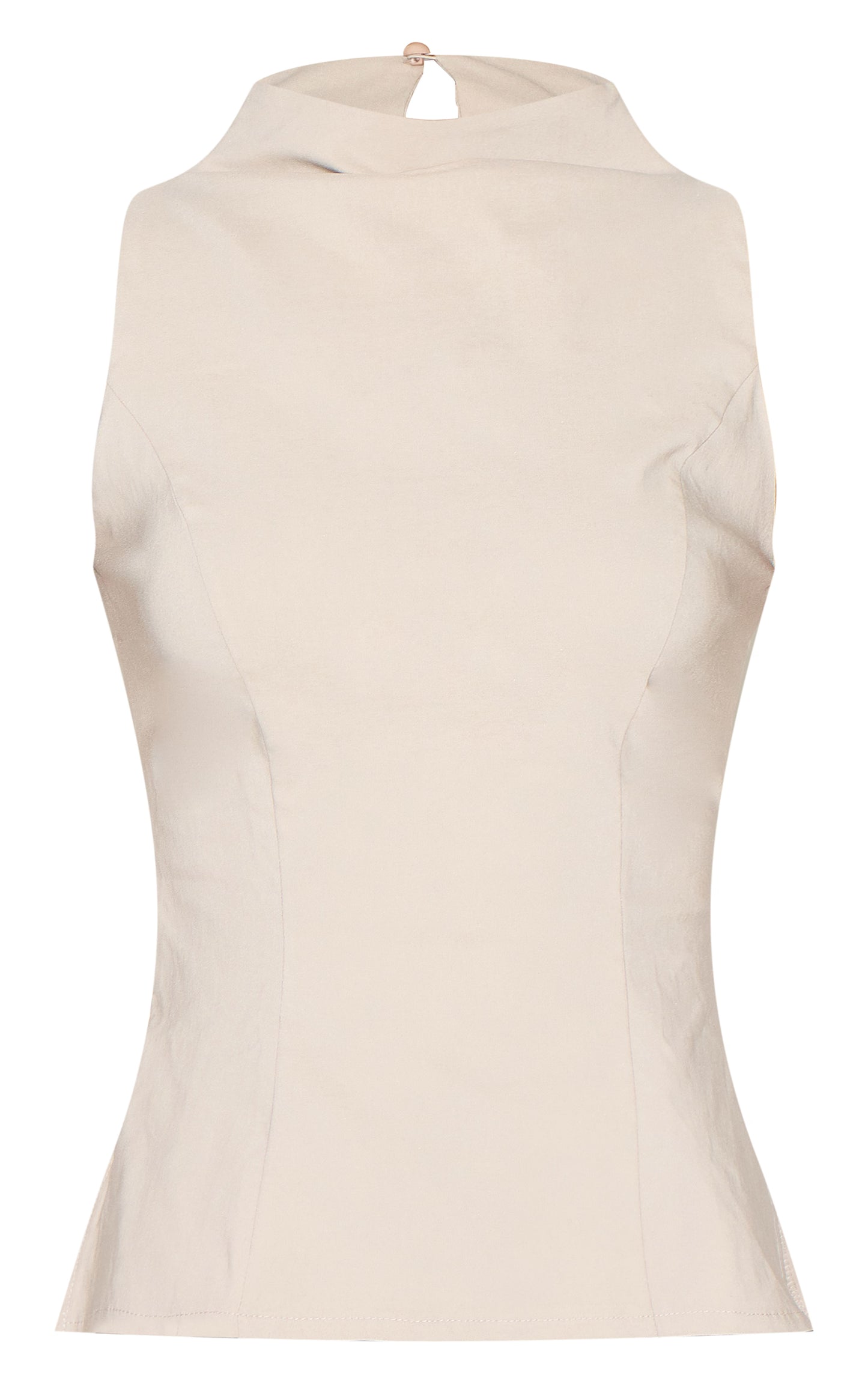 Stone Bengaline High Neck Waist Detail Long Top