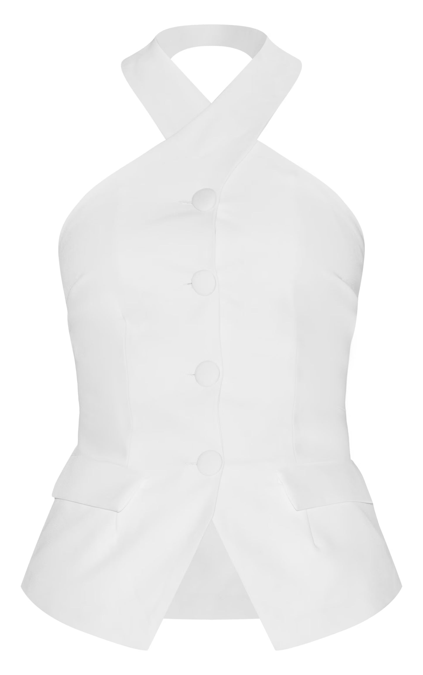 Premium White Tailored Halterneck Vest