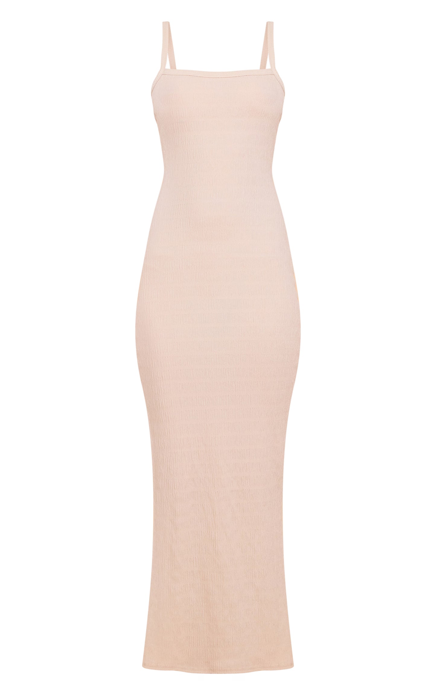 Cream Textured Scoop Neck Sleeveless Maxi Dress