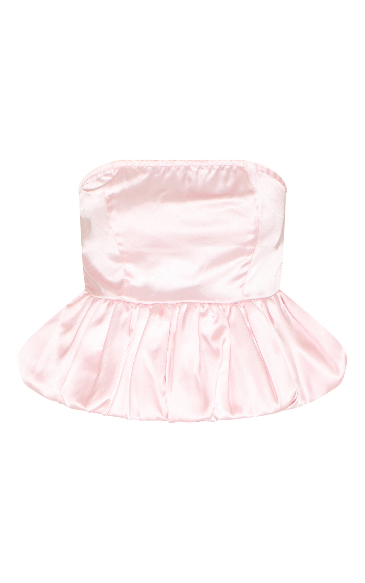 Pink Satin Puffball Top