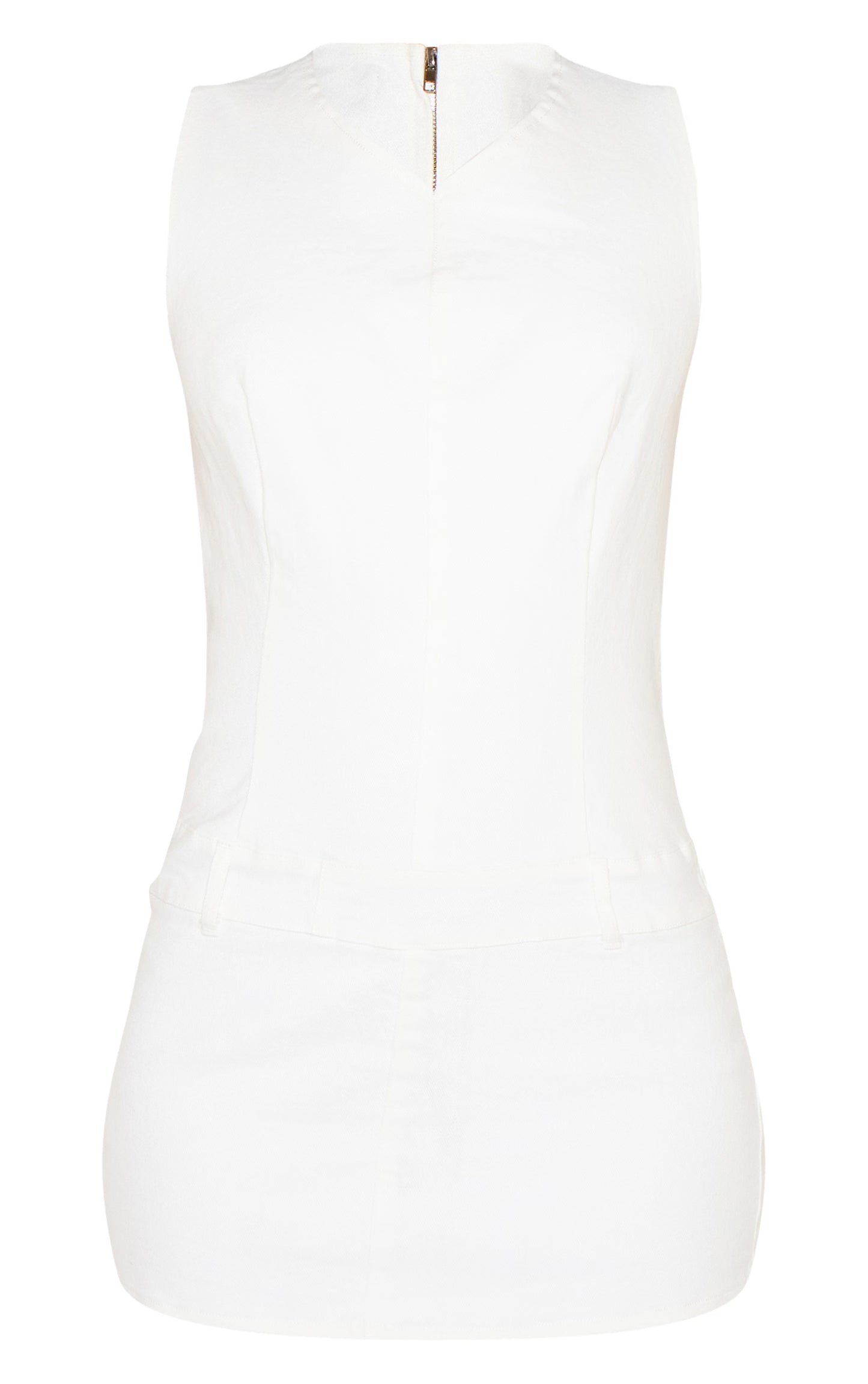 White Tailored Style Stretch Denim Mini Dress