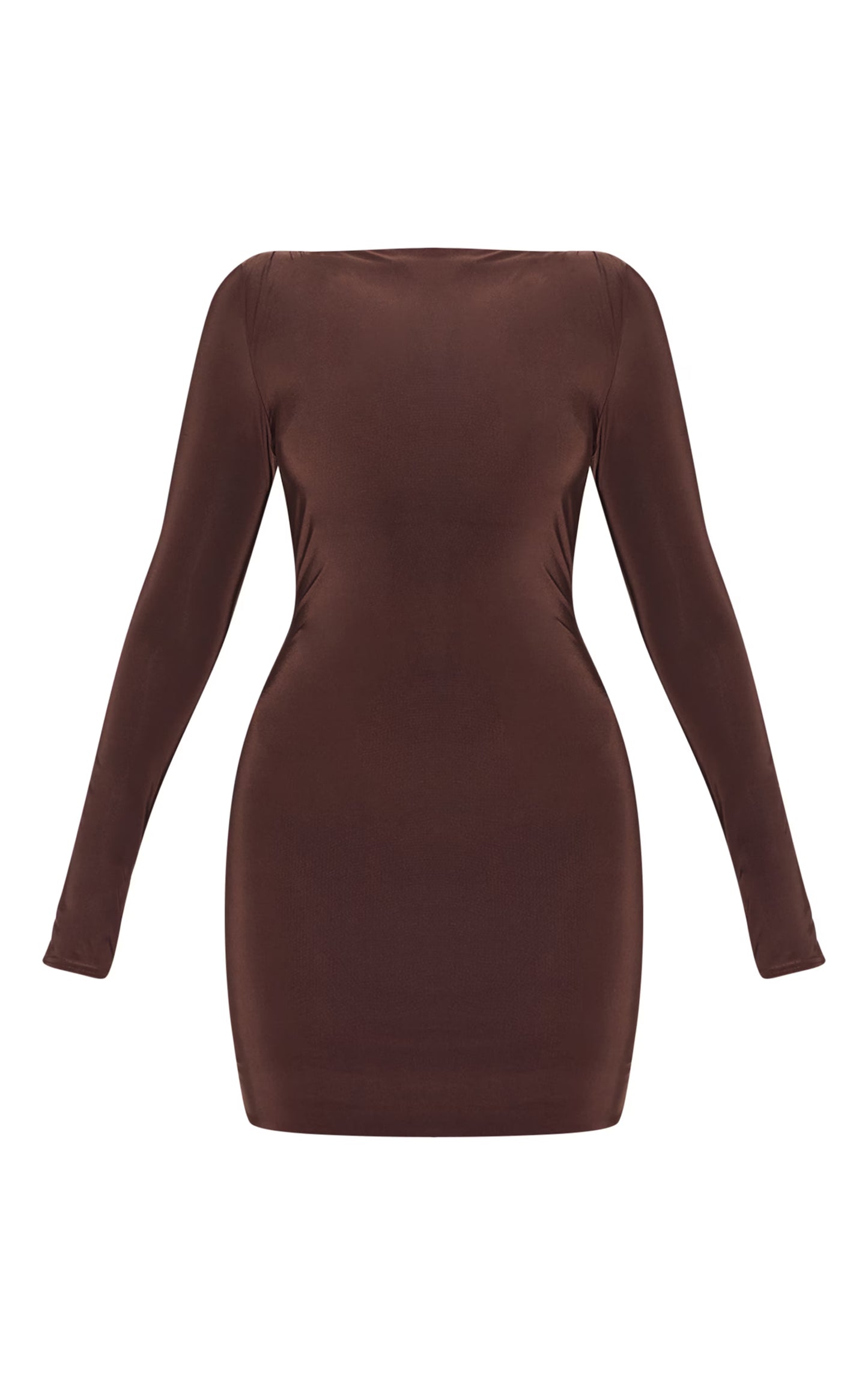 Chocolate Slinky Long Sleeve Mini Dress