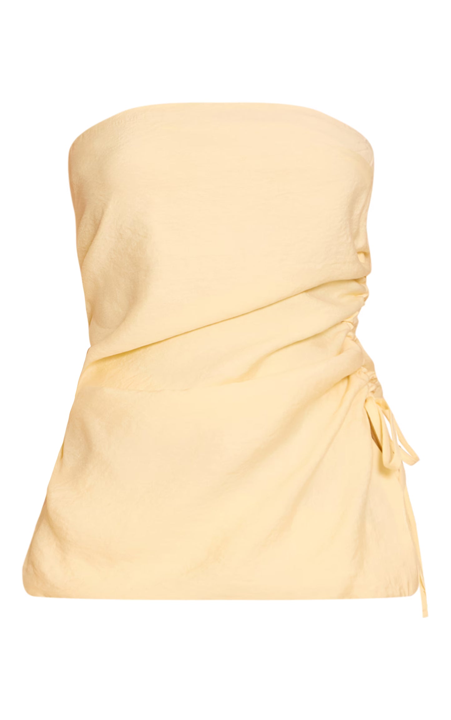 Butter Cream Woven Ruched Bandeau Top