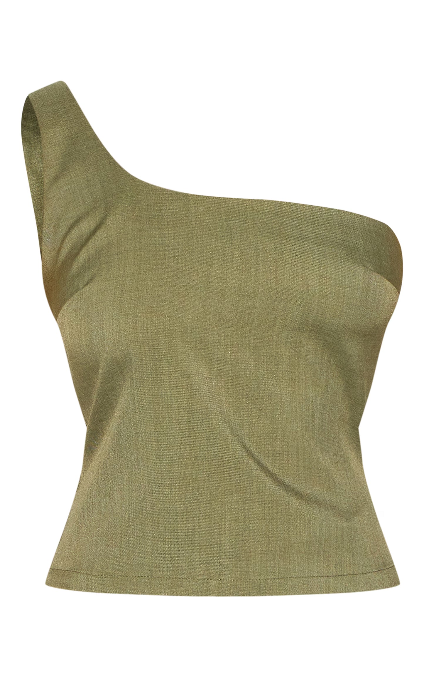 Olive Woven Asymmetric Top