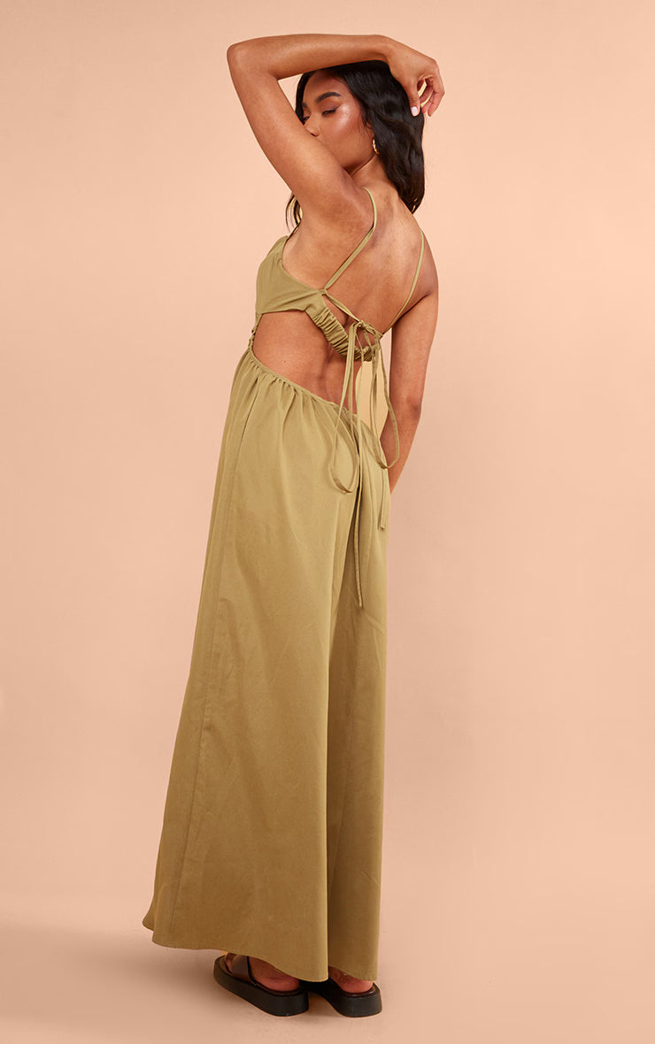 Olive Cut Out Back Maxi Dress