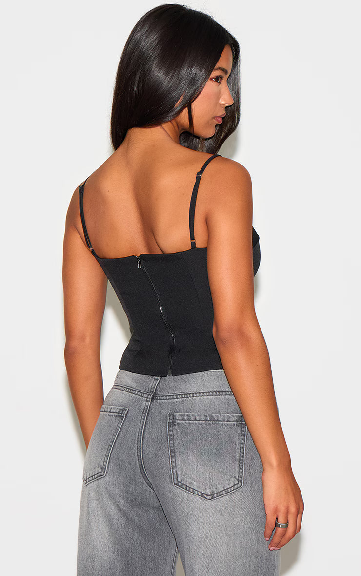Black Woven Bow Cami Top