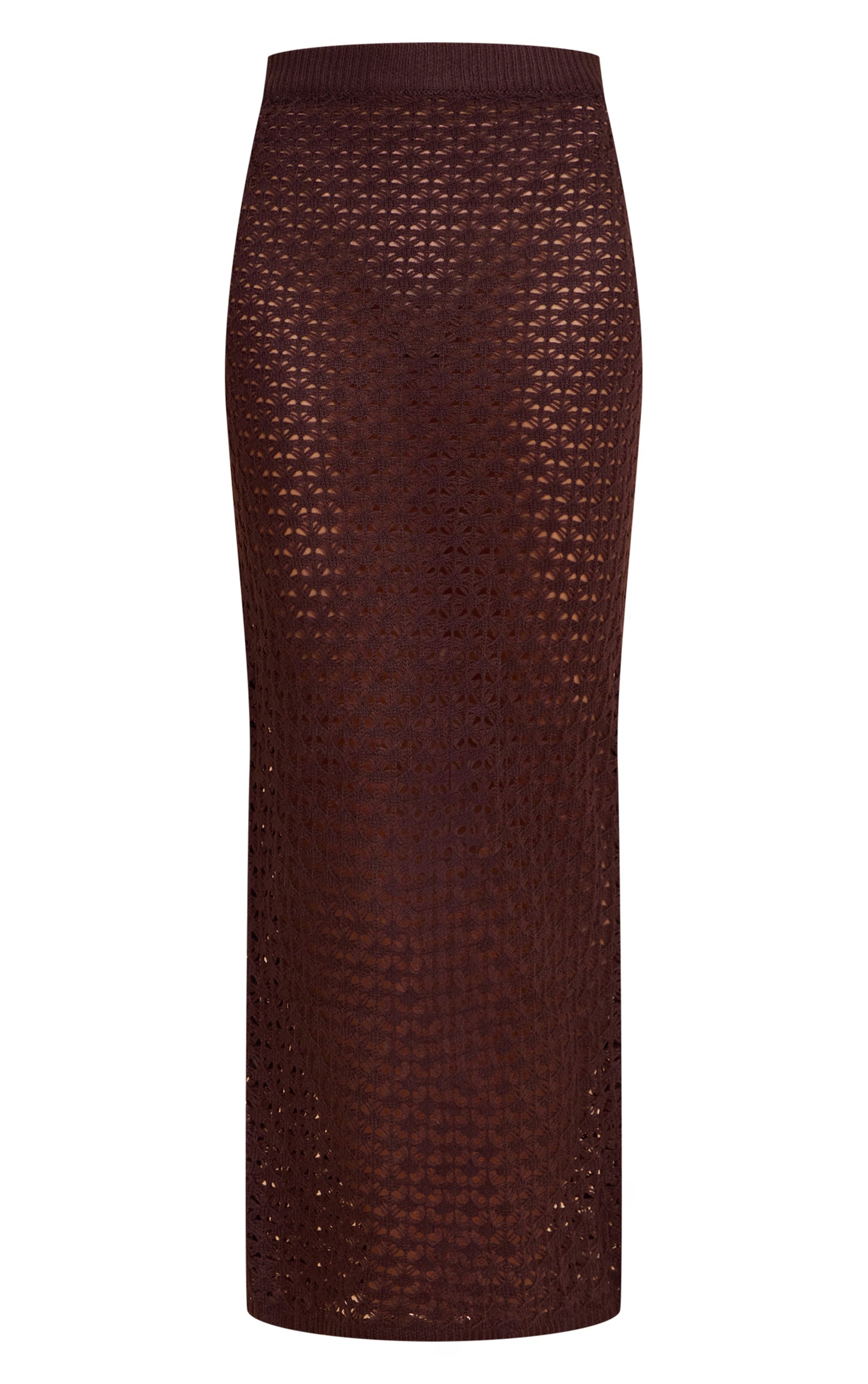 Chocolate Crochet Knit Maxi Skirt