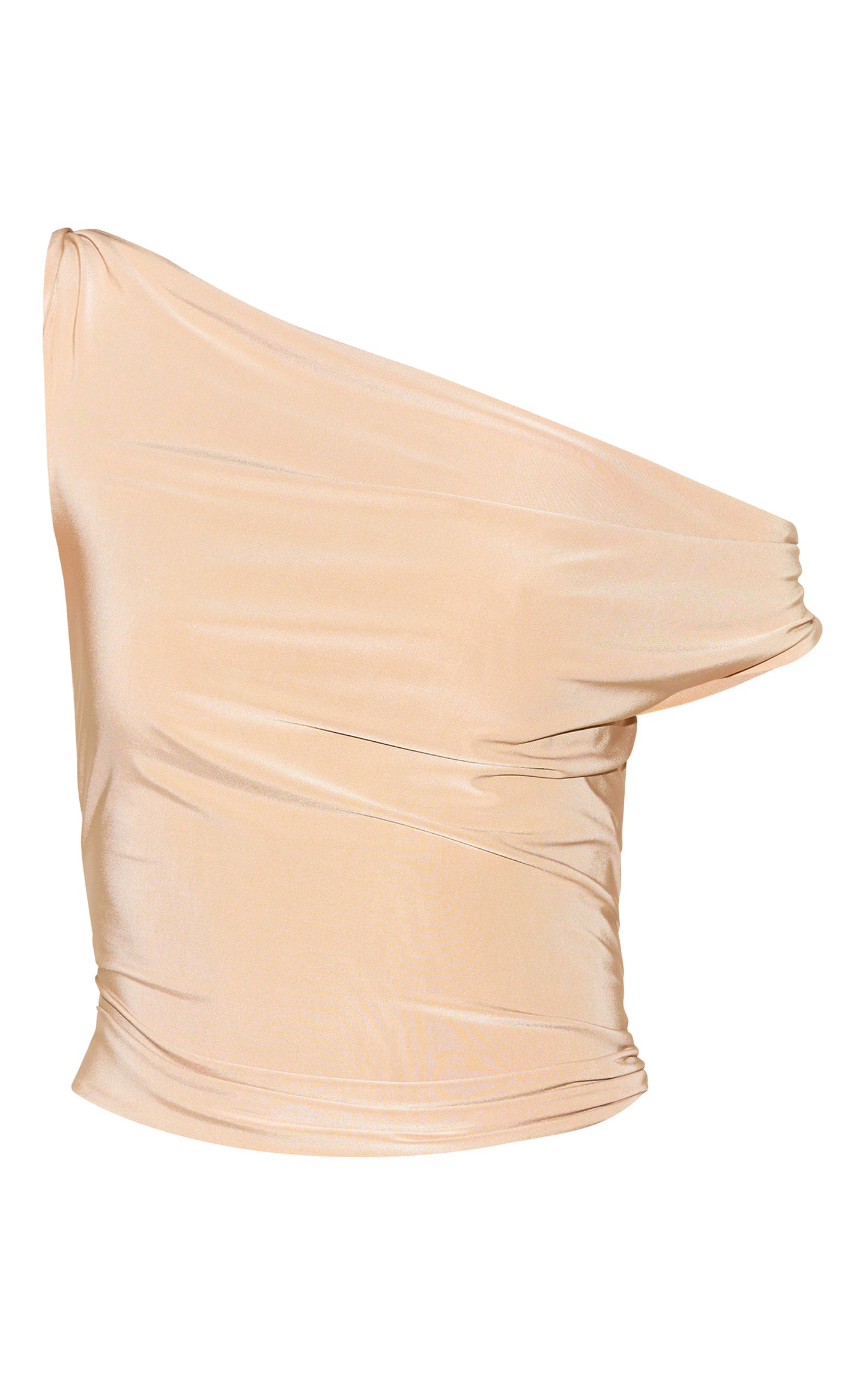 Sand Double Layer Slinky Twist Arm Cowl Long Top